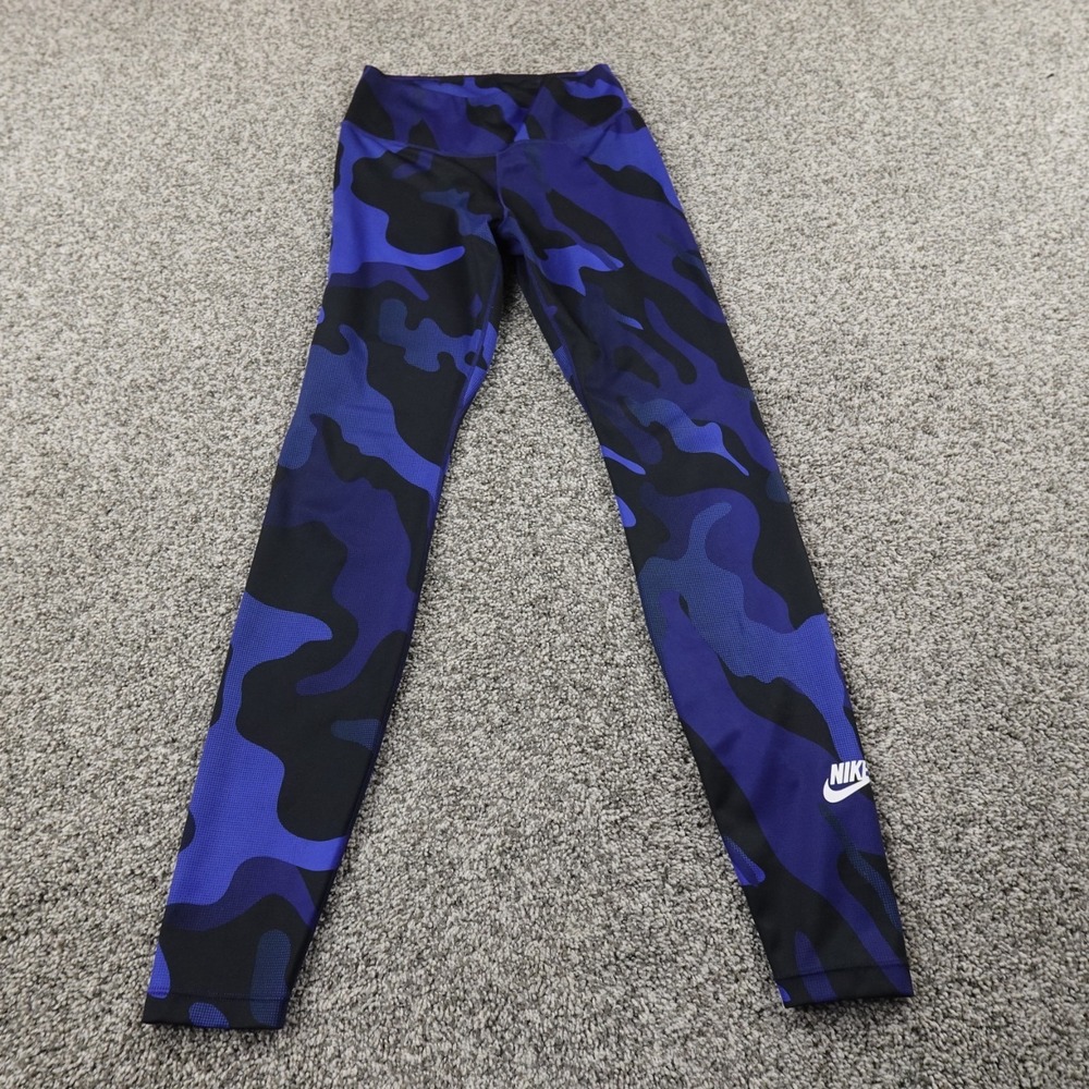 USA Soccer Leggings Womens S Blue Camo Dri Fit Yoga Pants Nike USMNT Performance